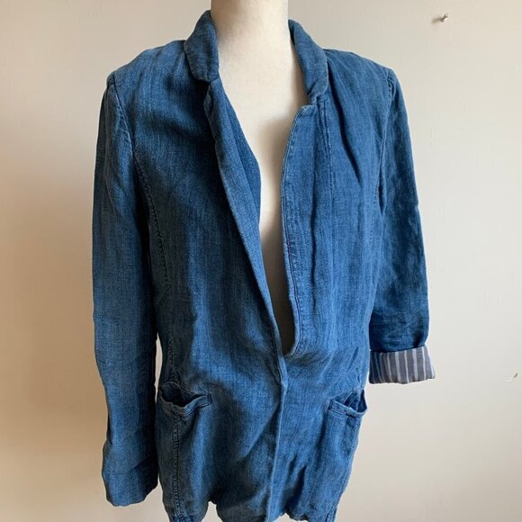 Free People Jackets & Blazers - Free People Linen jean jacket blazer sz XS NWOT